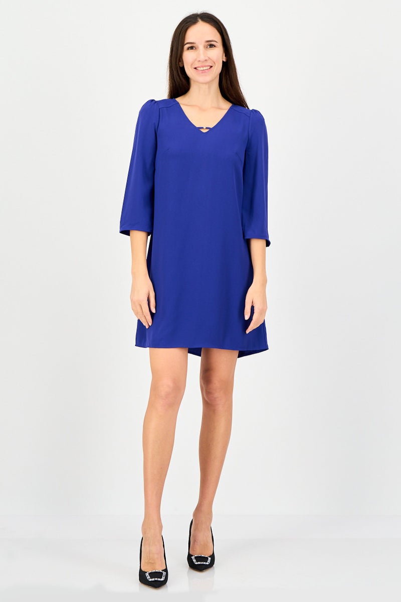 promod Women Plain Mini Casual Dress, Indigo - Image 4